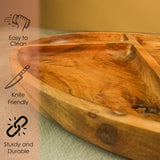 Wooden Multi-Section Serving Platter – Divided Snack & Appetizer Tray for Entertaining