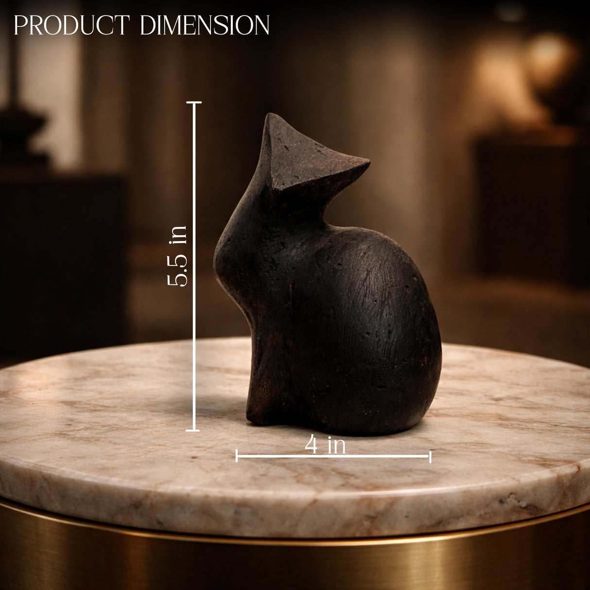 Modern Black Cat Sculpture for Home Decor | Minimalist Ceramic Cat Figurine | Lucky Cat Showpiece for Living Room, Office & Gifting