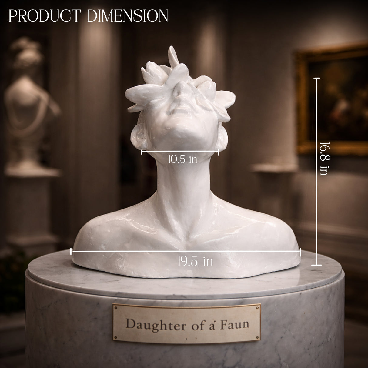 Daughter of Fauna – Abstract White Ceramic Sculpture Bust, Modern Artistic Female Figurine for Home & Gallery Decor