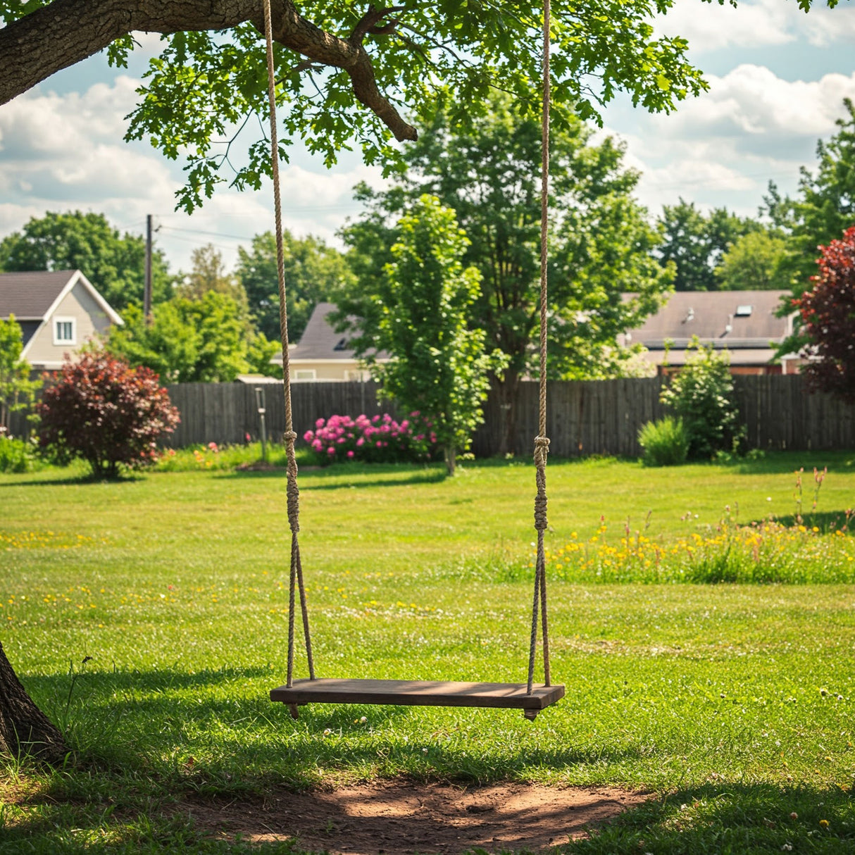 Wooden Tree Swing for Adults & Kids – Heavy Duty Outdoor Swing with Jute Rope, Rustic Yard or Garden Swing Seat, Handmade Bench Swing Gift