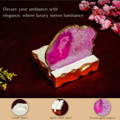 Elegant Pink Agate Candle Coasters