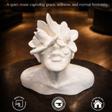 Daughter of Fauna – Abstract White Ceramic Sculpture Bust, Modern Artistic Female Figurine for Home & Gallery Decor