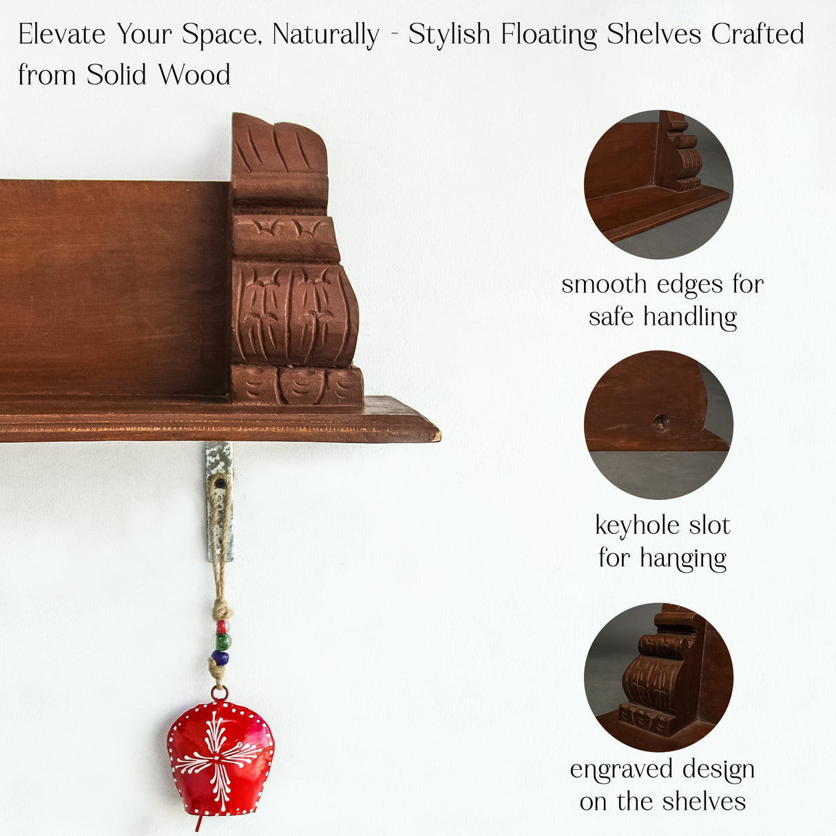 Antique-Style Distressed Wooden Wall Shelf(Brown)