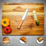 Teak Wood Cutting Board – Groove-Free, Edge Grain Kitchen Prep & Serving Board