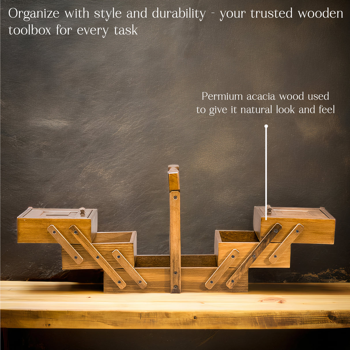 Premium Wooden Toolbox Organizer - Durable, Stylish & Multi-Compartment Storage Solution