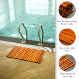 Foldable Teak Shower and Bath String Mat - (33" x 20")