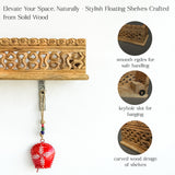 Handcrafted Wooden Wall Shelf with Intricate Carvings