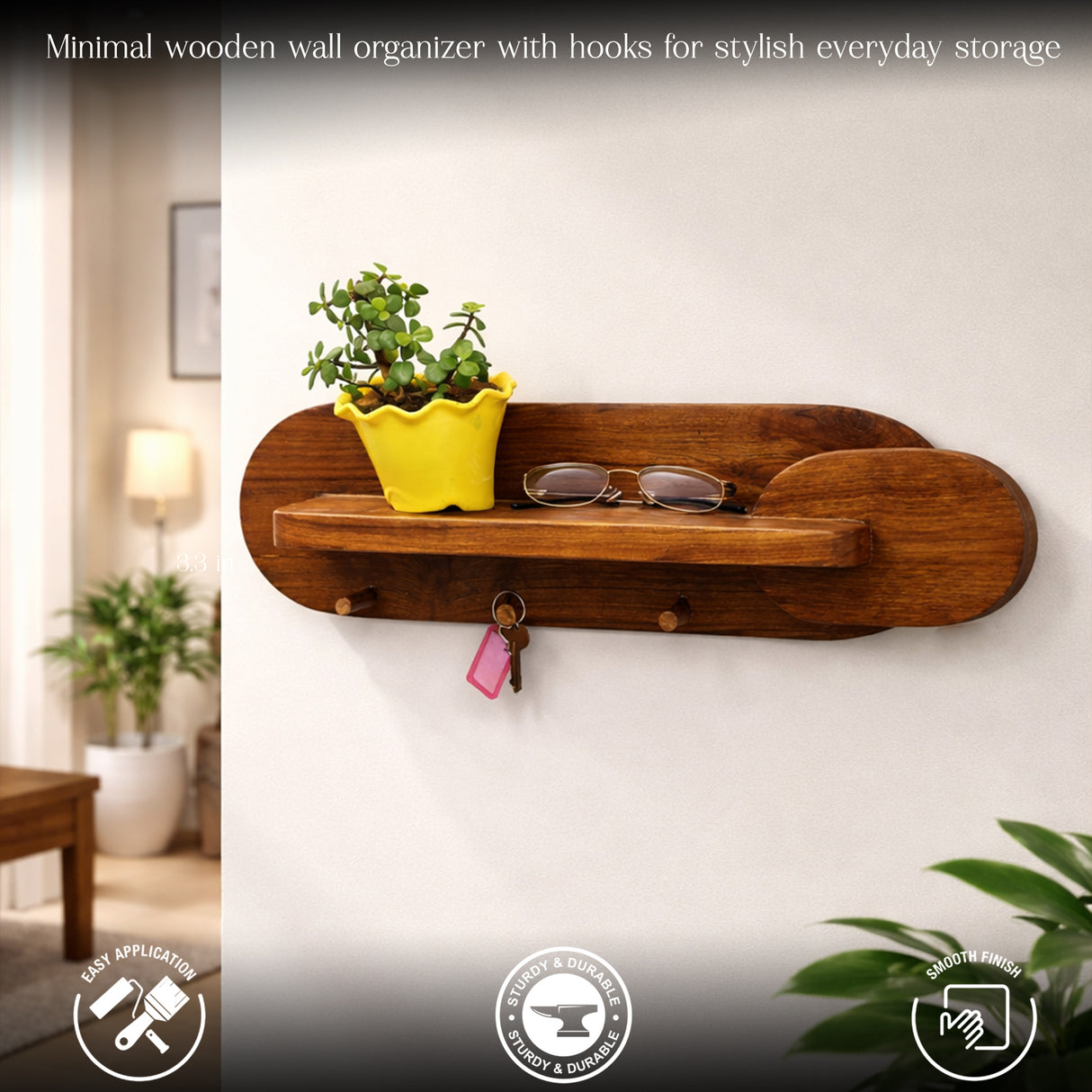 Wall Mounted Entryway Organizer – Key Holder with Shelf, Mail Organizer & Coat Rack for Keys, Letters & Home Storage