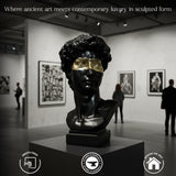 Modern David Head Sculpture with Gold Mask – Luxury Abstract Art Bust for Living Room, Office & Contemporary Home Décor