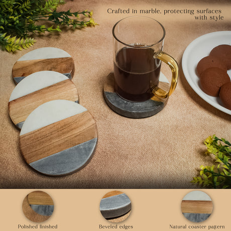 Round Charcoal Stone Coasters