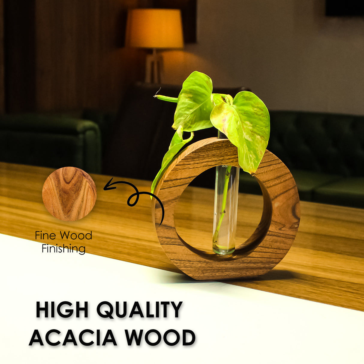 Wooden Planter with Glass Tube