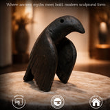 Handcrafted Raven Sculpture – Modern Abstract Black Bird Statue for Home Decor, Minimalist Tabletop Art Accent