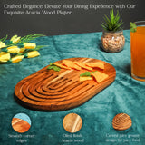 Oval Acacia Wood Serving Platter – Wooden Cheese & Snack Board for Entertaining