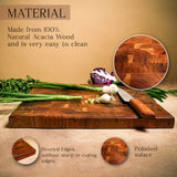 Premium Acacia End Grain Wooden Chopping Board with Beeswax Care Combo