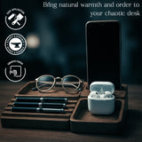 Premium Walnut Desk Docking Station – Handcrafted Wooden Organizer for Phone, Glasses & Daily Essentials