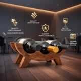 Wooden Wine Rack – Modern Countertop Wine Bottle Holder – Decorative Solid Wood Wine Stand for Kitchen, Bar & Dining