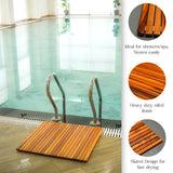 Premium Teak Shower Non Folding Mat with Oil Finish(24" x 24")