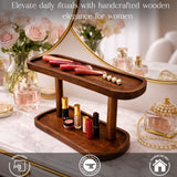2-Tier Wooden Makeup Organizer for Vanity – Cosmetic, Skincare & Perfume Countertop Storage