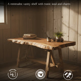 Solid Wood Live Edge Slab Tabletop – Natural Rustic Wooden Board with Organic Grain Finish for Dining, Coffee & Console Tables