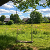 Wooden Tree Swing for Adults & Kids – Heavy Duty Outdoor Swing with Jute Rope, Rustic Yard or Garden Swing Seat, Handmade Bench Swing Gift