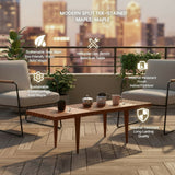 Premium Solid Maple Wood Bench Table – Modern Teak Finish Outdoor Coffee Table for Balcony, Patio & Living Room – Durable Weather-Resistant Furniture