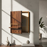 Solid Wood Meter Board Cover with Easy-Open Door & Multi-Purpose Shelf – Decorative Concealment Panel