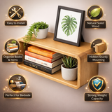 Floating Bedside Table Wall Mounted – Wooden Nightstand Shelf for Bedroom Storage & Home Décor