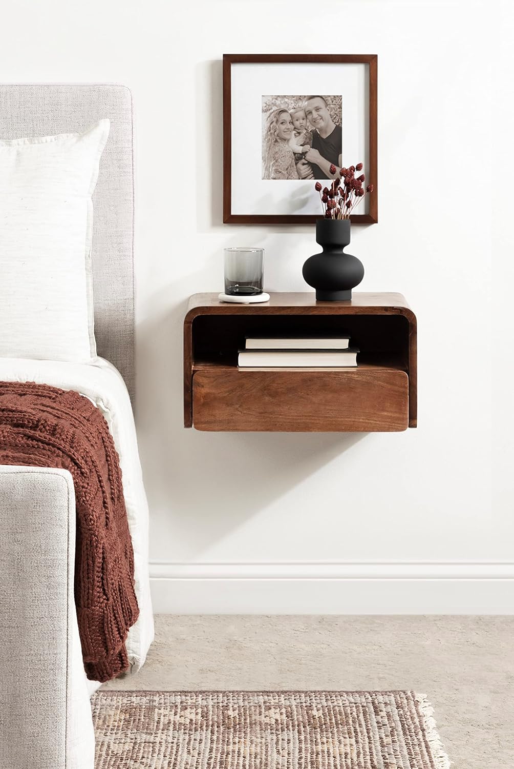 Modern  Floating Side Table with Drawer 18 x 10 x 9 Inches