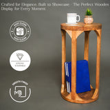 Stylish Wooden Round Display Table (12 x 12 x 23) for Compact Home Décor and Design