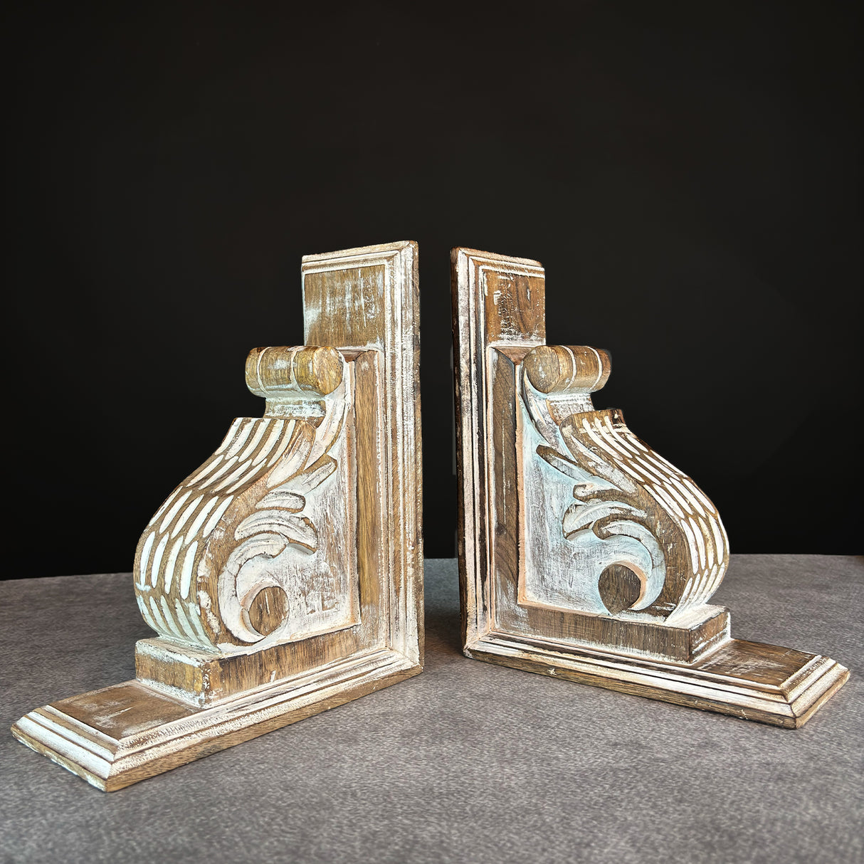 Premium Rustic Wooden Bookends