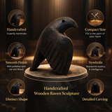 Handcrafted Raven Sculpture – Modern Abstract Black Bird Statue for Home Decor, Minimalist Tabletop Art Accent