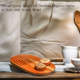 Oval Acacia Wood Serving Platter – Wooden Cheese & Snack Board for Entertaining