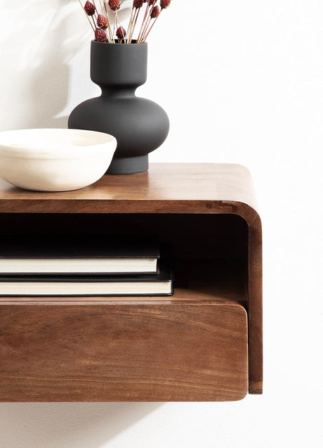 Wooden Floating Drawer with Leather Journal Combo