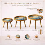 Set of 3 Wooden Nesting Coffee Tables – Handcrafted Mid-Century Style for Modern Living Rooms