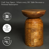 13-Inch Wooden Table with Wooden Fruit Bowl Combo for Kitchen and Home Decor