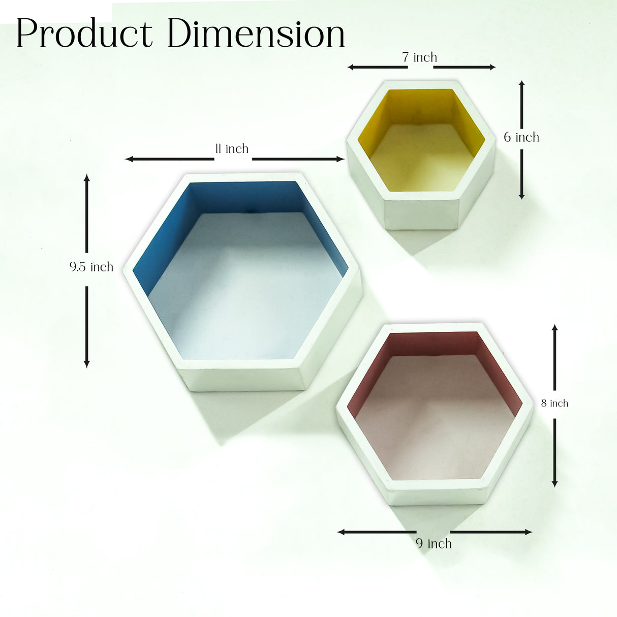 Modern Wooden Hexagon Wall Shelf Set of 3