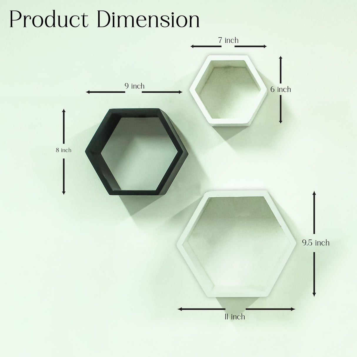 Modern Wooden Hexagon Shelf Set of 3