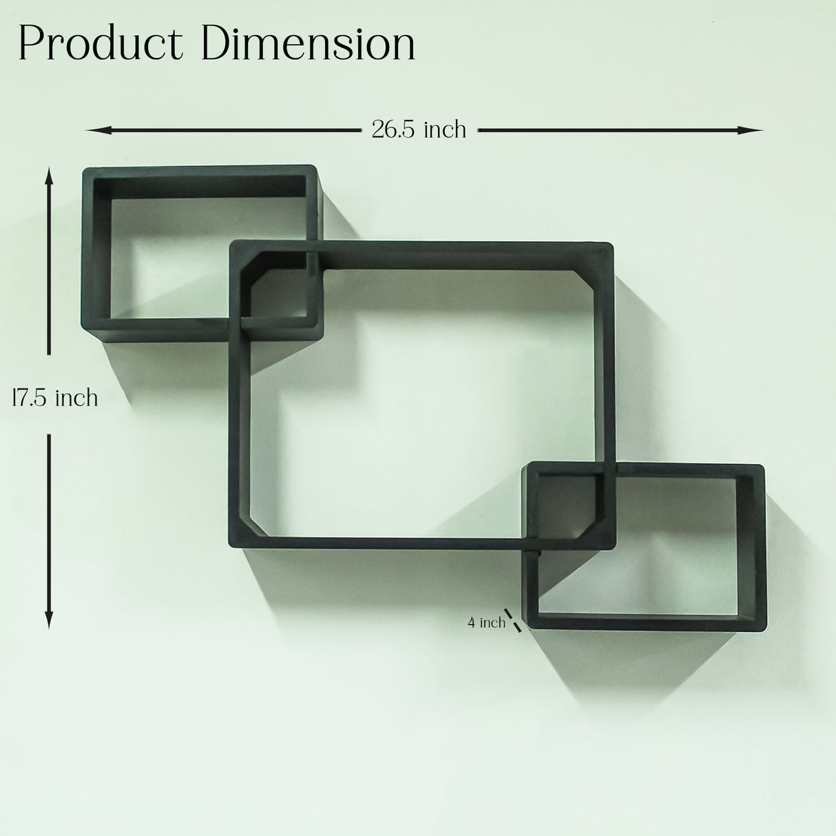 Cube Floating Shelves, 3 Square  Decorative Wall Shelf (Black)