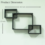 Cube Floating Shelves, 3 Square  Decorative Wall Shelf (Black)