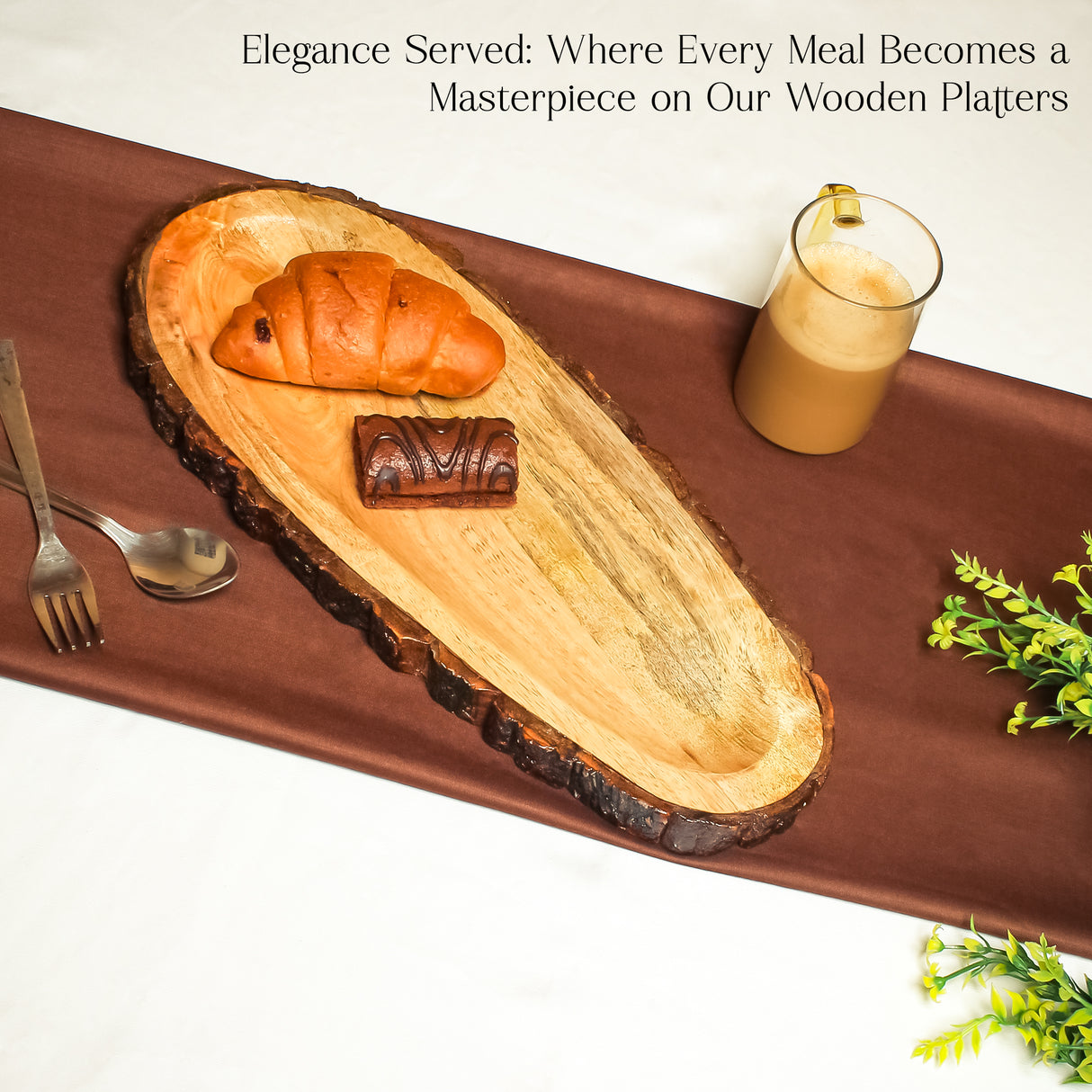 Handicraft Wooden Clasp Tray – Rustic Acacia Food Tray for Kitchen & Home Decor