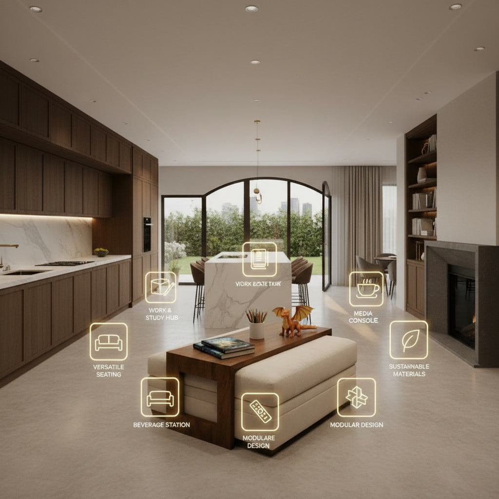 Wooden Ottoman Tray Table | Fits Over Ottoman | Modern Coffee Table for Sofa & Living Room