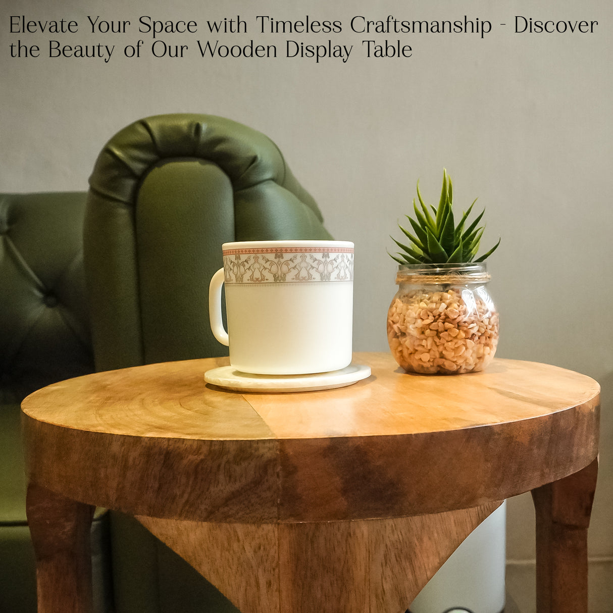 Stylish Wooden Round Display Table (12 x 12 x 23) for Compact Home Décor and Design