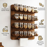 Premium Wooden Wall Spice Rack Organizer with Jars – Vertical Space Saving Masala Stand for Modern Kitchens