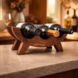 Wooden Wine Rack – Modern Countertop Wine Bottle Holder – Decorative Solid Wood Wine Stand for Kitchen, Bar & Dining