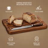 Handcrafted Walnut Bread Cutting Board with Removable Crumb Tray – Rustic Wooden Bread Slicer for Sourdough, Artisan Loaf & Kitchen Serving – Durable Premium Kitchen Board