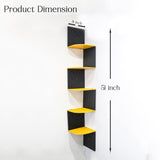 5-Tier Floating Corner Wall Shelf (Yellow & Black)