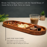 Wooden 3-Grid Serving Platter – Acacia Wood Serving Tray for Snacks & Appetizers