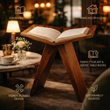 Luxury Wooden Floor Book Stand – Solid Teak Angled Reading Display for Quran, Bible & Large Books