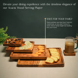 Premium Wooden Square Platters Set of 5 – Serving Trays for Appetizers & Snacks