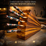 Handcrafted Wooden Knife Block – Magnetized Fan Line Design, 7-Knife Capacity